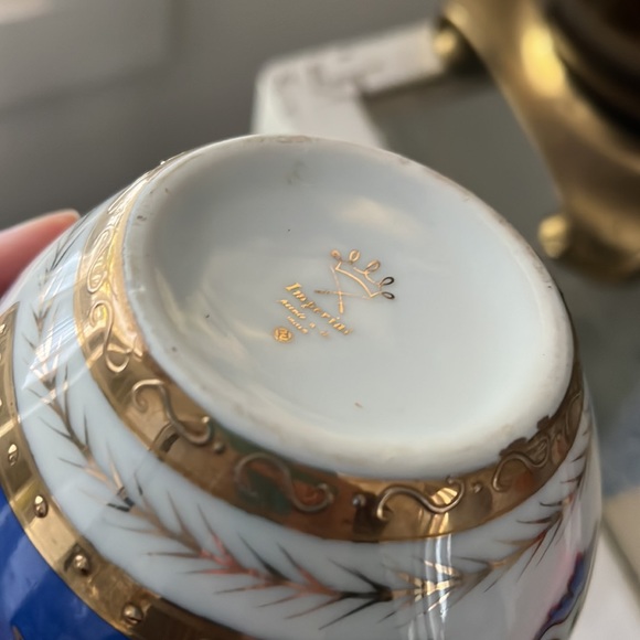 •VINTAGE FRENCH BLUE BOUDOIR PARISIAN BEDSIDE DECOR TRINKET DISH• - Picture 9 of 15